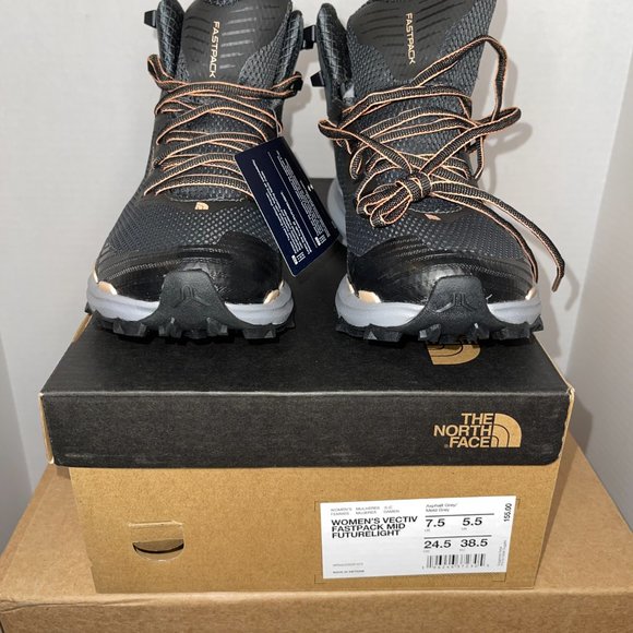 WOMEN'S NORTH FACE VECTIV FASTPACK MID FUTURELIGHT BOOTS BLACK/GREY - Picture 2 of 6